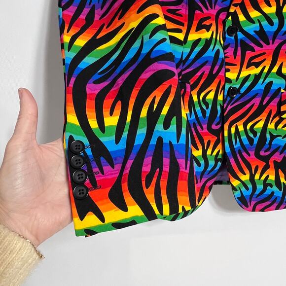 Opposuits Blazer Jacket Rainbow Zebra Mens Muliticolor - Picture 12 of 13